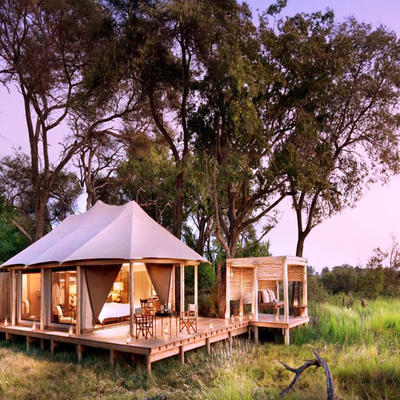 Luxury tent with glass wall